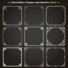 Canvas Print - decorative square frames and borders set 4 vector
