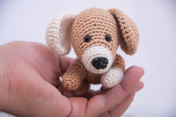 Handmade crochet dog toy