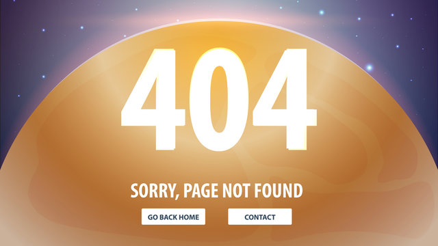 404 Error with space on the background. Page not found. UI UX template for website. Vector illustration.