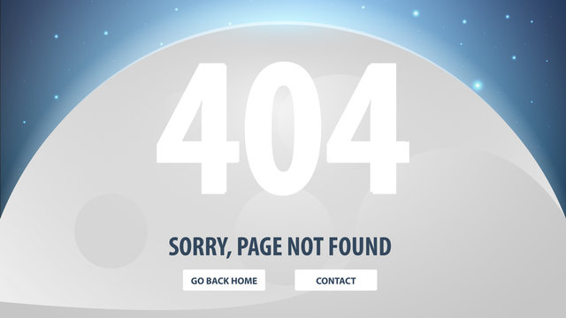 404 Error with space on the background. Page not found. UI UX template for website. Vector illustration.