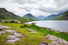 Roadside View Of Wast Water Lake, District National Park, England, Selective Focus