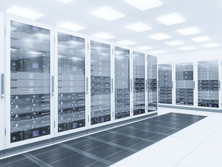 Server room. 3d rendering of data center