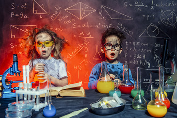 Wall Mural - small scientists in a lab