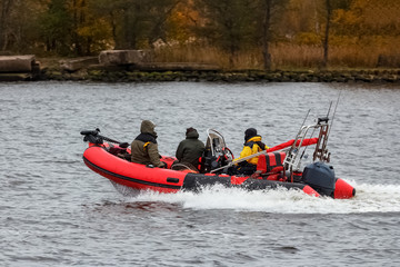 Canvas Print - Red inflatable boat