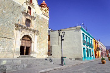 Wall Mural - Colonial Street with Church in Oaxaca