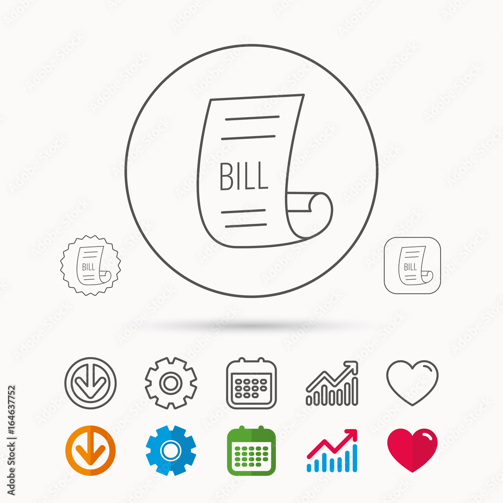 Bill icon. Pay document sign. Business invoice or receipt symbol ...