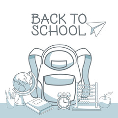 Poster - white background with color silhouette shading of elements back to school