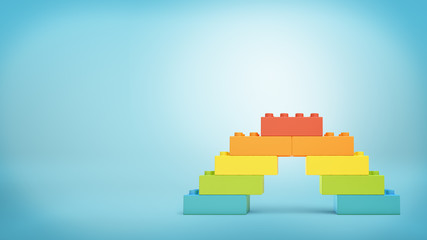Poster - 3d rendering of multi-colored toy blocks making up a rainbow bridge.