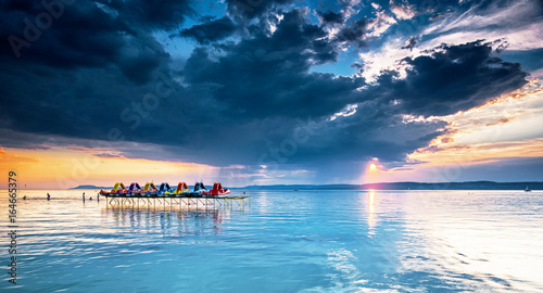 Fotografia  Sunset over lake Balaton, Hungary