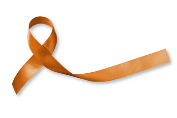 Sticker - Copper Awareness Ribbon symbolic bow color for Herpes Simplex Virus  (HSV 1 and HSV 2)  isolated on white background with clipping path