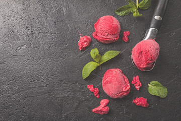 Raspberry red ice cream