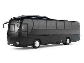 black big tour bus isolated on a white background. 3d rendering