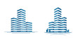 Modern city, skyscraper logo. Construction, building icon or label. Vector illustration