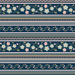 seamless  flower  pattern with horizontal stripes. vector background  for printing on textiles, clothes,  paper, wallpaper