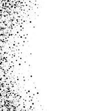 Dense Black Dots. Abstract Left Border With Dense Black Dots On White Background. Vector Illustration.