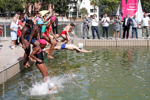 Paris Mayor Anne Hidalgo Visits The Three Swimming Areas