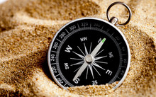 Concept Compass In Sand Searching Meaning Of Life