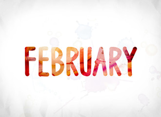 Poster - February Concept Painted Watercolor Word Art