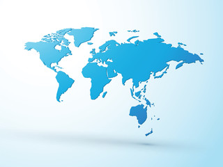 Wall Mural - 3D blue world map