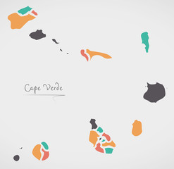 Cape Verde Map with states and modern round shapes