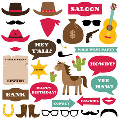 Wall Mural - Western cowboy party photo booth props and decoration