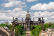 Distant view of Fettes College and classic row of houses in Edinburgh, Scotland. 