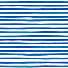 Beautiful Seamless Pattern With Blue Watercolor Stripes. Hand Painted Brush Strokes, Striped Background. Vector Illustration.