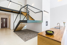 Modernistic Interior With Massive Staircase