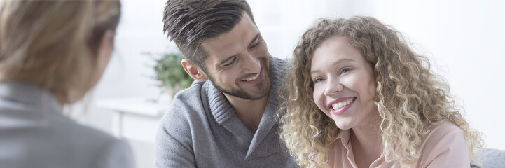 Couple smiling during therapy