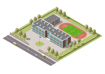 vector isometric infographic element or university building. flat illustration on white background