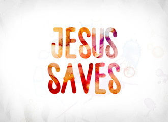 Sticker - Jesus Saves Concept Painted Watercolor Word Art