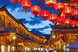 Lijiang old town in the evening with crowed tourist.