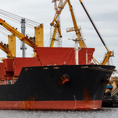 Canvas Print - Black cargo ship