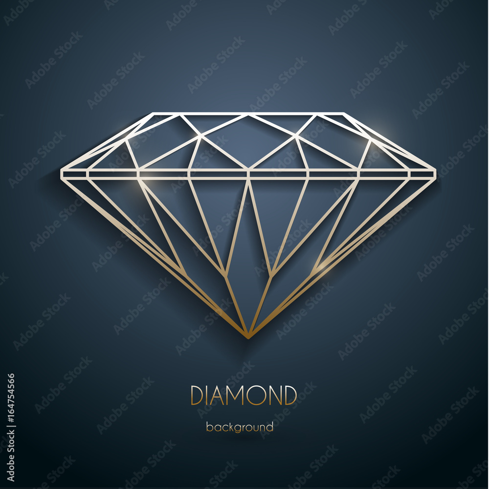 Abstract luxury template with gold diamond outlined shape - eps10 vector - obrazy, fototapety, plakaty 