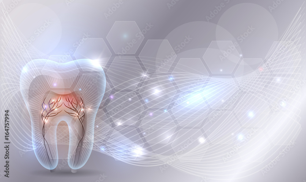 Beautiful transparent tooth illustration, abstract wave background and ...