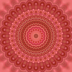 Poster - Abstract bohemian mandala fractal background - round symmetrical vector pattern design from concentric oval shapes