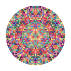 Poster - Round geometric triangle mandala design - symmetric vector pattern graphic art from triangles