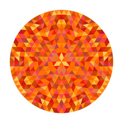 Poster - Circular geometrical triangle mandala design - symmetric vector pattern art from color triangles