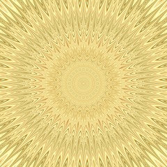 Poster - Yellow mandala sun explosion fractal background - circular vector pattern design from curved stars
