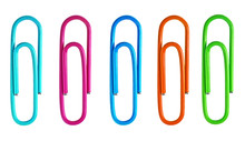 Colored Paperclips On A White Background