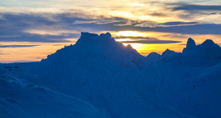 Sticker - Snow Piles at Sunset, Vardo, Norway