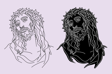 Jesus Christ Face Silhouette, art vector design
