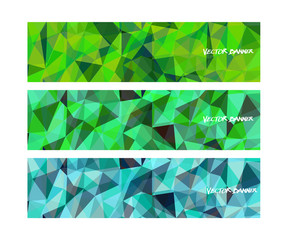 Wall Mural - A set design of abstract modern vector bright horizontal web banner colourful with shiny polygonal background illustration eps10