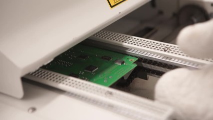 Poster - Close-up of electronic circuit board with processor. Hi tech computer chip close up