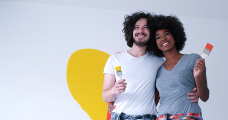 Wall Mural - couple with painted heart on wall