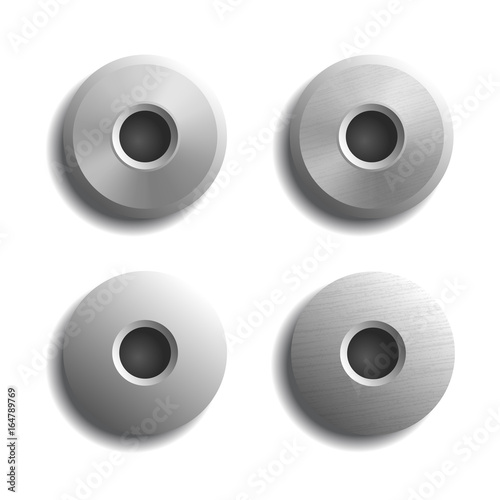 Fotografie, Obraz Set of vector realistic rivets isolated on white.