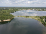 Fototapeta Kuchnia - Sauriesi lake Aerial drone top view Latvia