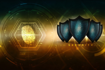 Poster - 3d illustration Security concept - shield 