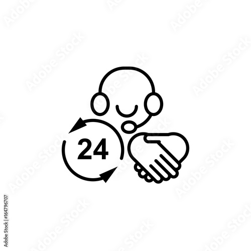 Line Icon Picture Helpdesk Symbols Headphone Person 24 Hour
