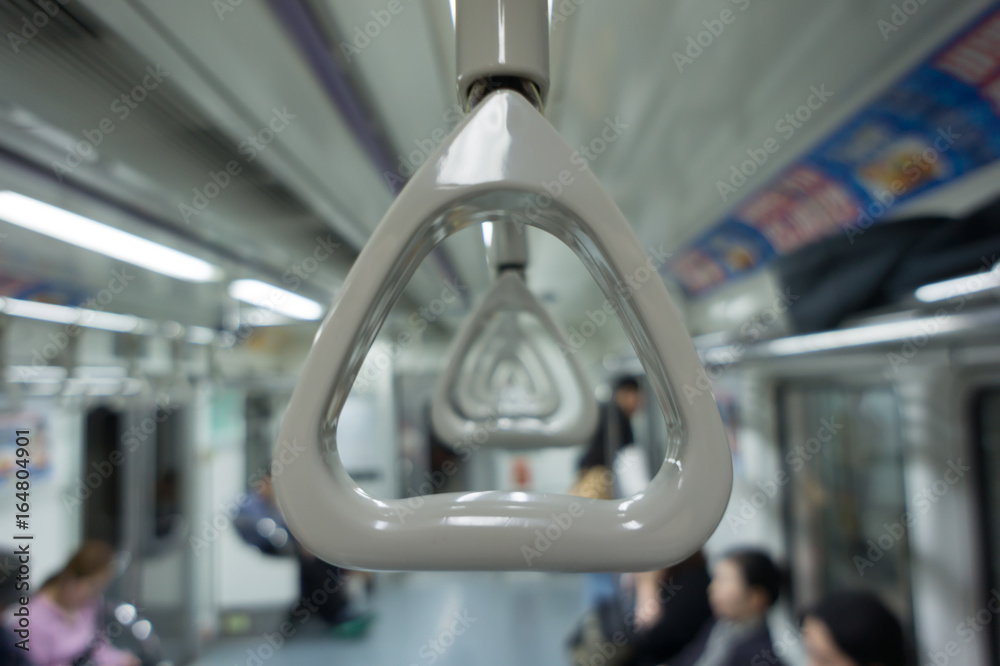 Handle on ceiling of MRT, prevent toppling.underground railway system ...